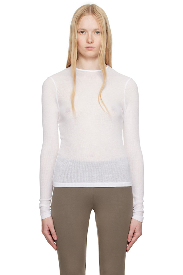 Полупрозрачная хлопковая футболка с длинным рукавом Skims, цвет snow
Полупрозрачная хлопковая футболка с длинным рукавом Skims, цвет snow