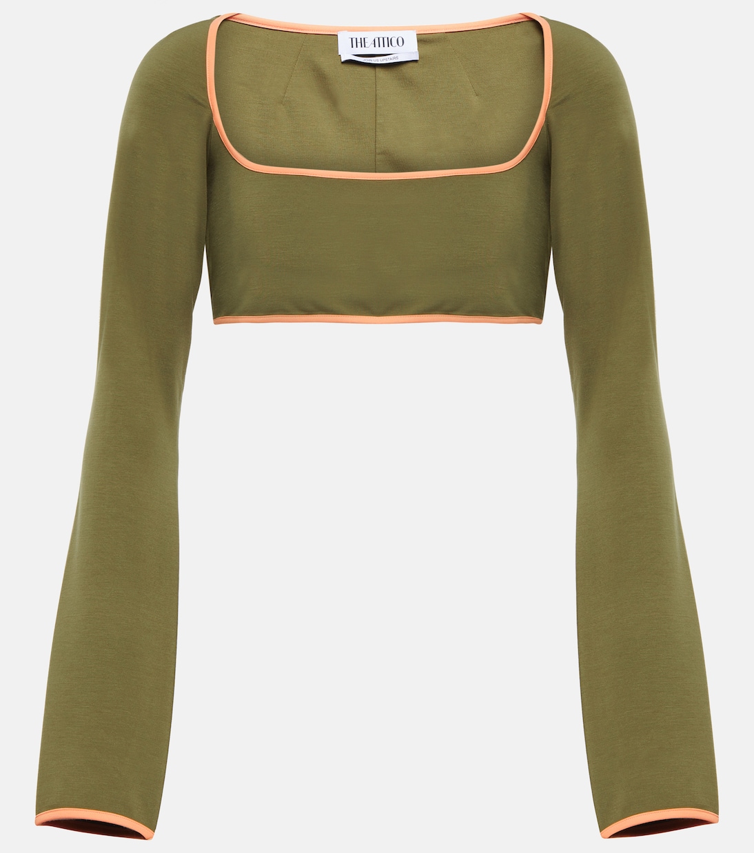 Укороченный топ из джерси с квадратным вырезом The Attico, оливковый
Укороченный топ из джерси с квадратным вырезом The Attico, оливковый