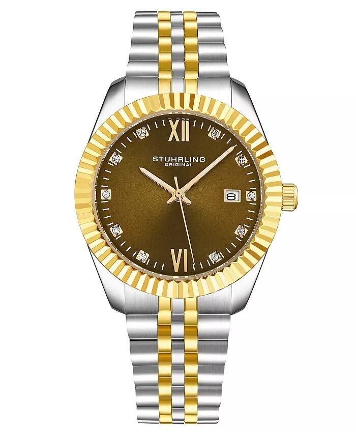 Женские двухцветные часы Symphony из нержавеющей стали, золотистый циферблат, круглые часы 45 мм Stuhrling, серебро
Женские двухцветные часы Symphony из нержавеющей стали, золотистый циферблат, круглые часы 45 мм Stuhrling, серебро