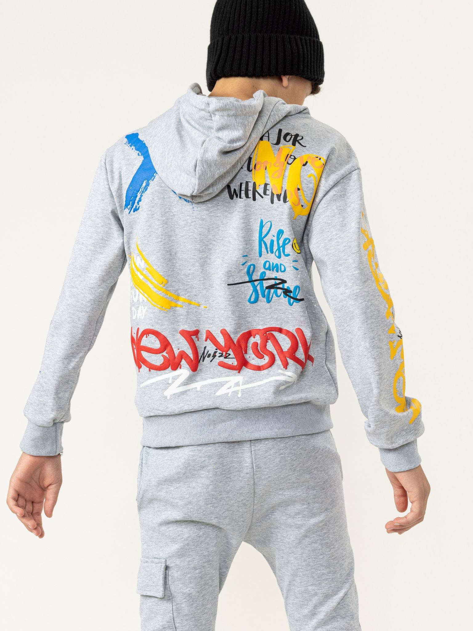 NEW YORK FASHION ТОП-КОФТА С КАПЮШОНОМ Noizz, серый