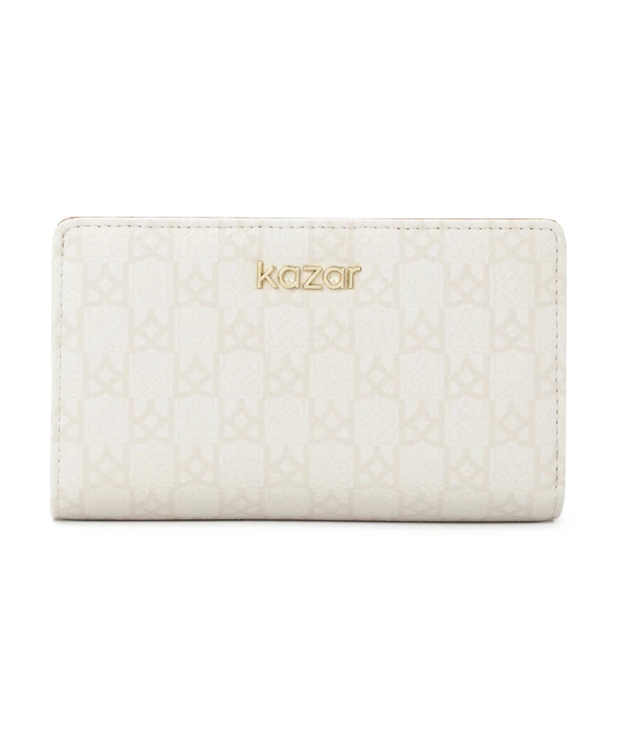 Светлый узорчатый кошелек с коричневой внутренней отделкой. Kazar, белый
Светлый узорчатый кошелек с коричневой внутренней отделкой. Kazar, белый