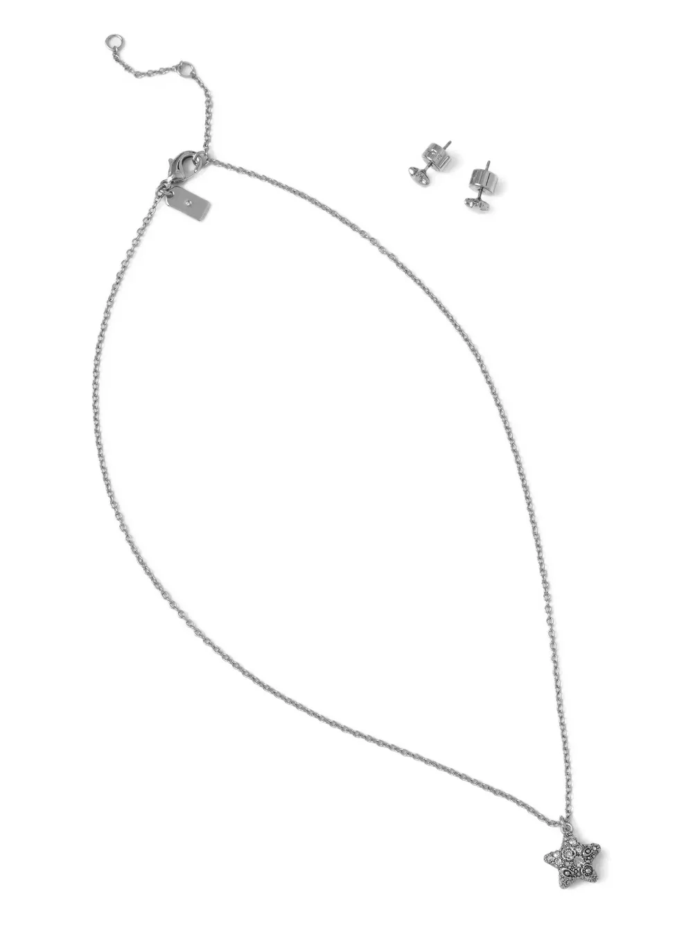 Набор с ожерельем и серьгами с подвесками в форме звезд Coach, серебристый
Набор с ожерельем и серьгами с подвесками в форме звезд Coach, серебристый