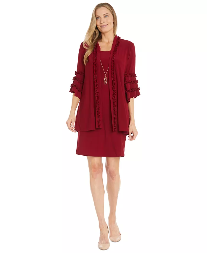 Женский комплект из жакета с колоколообразными рукавами и платья R & M Richards, коричневый
Женский комплект из жакета с колоколообразными рукавами и платья R & M Richards, коричневый