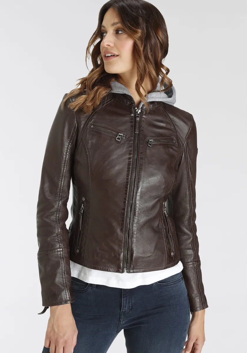 Куртка кожаная цыганская "NOLA", с капюшоном, фасон два в одном - со съемным трикотажным капюшоном Gipsy, коричневый
Куртка кожаная цыганская "NOLA", с капюшоном, фасон два в одном - со съемным трикотажным капюшоном Gipsy, коричневый