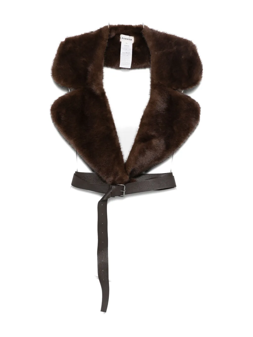 Шарф с кожаным ремнем и отделкой из меха P.A.R.O.S.H., коричневый
Шарф с кожаным ремнем и отделкой из меха P.A.R.O.S.H., коричневый