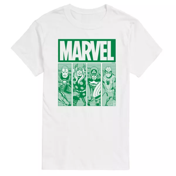 Мужская зеленая футболка с сетчатым рисунком Marvel, белый 
Мужская зеленая футболка с сетчатым рисунком Marvel, белый