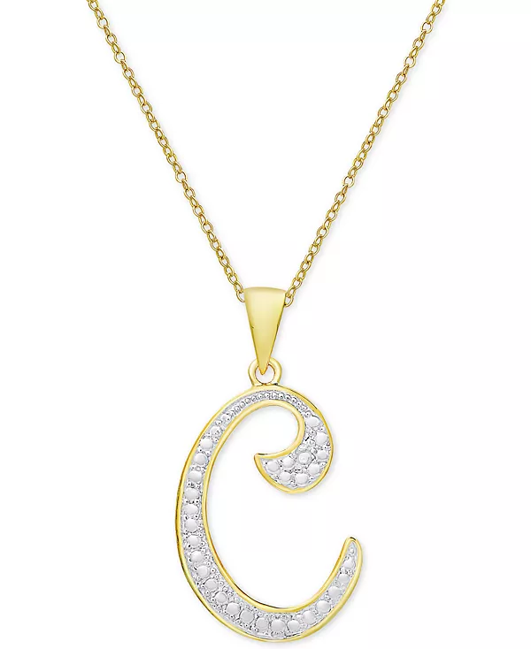 Ожерелье с кулоном-инициалом в форме бриллианта, 18 дюймов, из серебра, золота и розового золота Macy'S, c/gold