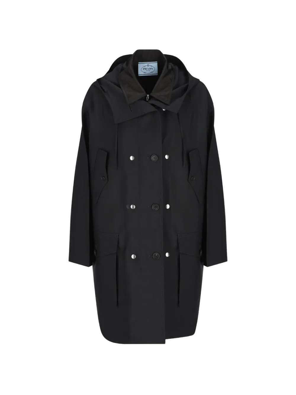 Пальто с капюшоном на пуговицах Prada, черный
Пальто с капюшоном на пуговицах Prada, черный