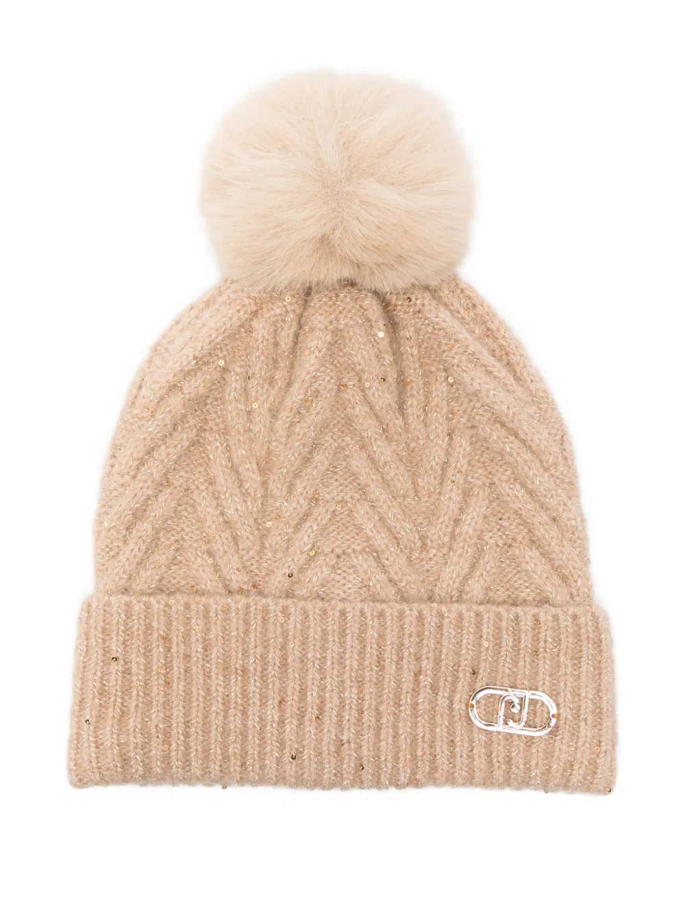 Шапка с помпоном и логотипной вставкой Liu Jo, бежевый
Шапка с помпоном и логотипной вставкой Liu Jo, бежевый