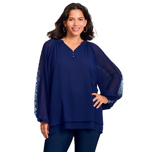 Блузка поэта двойного кроя plus size Avenue
Блузка поэта двойного кроя plus size Avenue