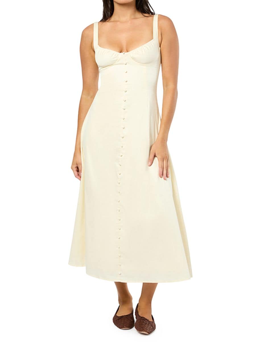 Платье миди с имитацией пуговиц спереди WeWoreWhat, слоновая кость
Платье миди с имитацией пуговиц спереди WeWoreWhat, слоновая кость