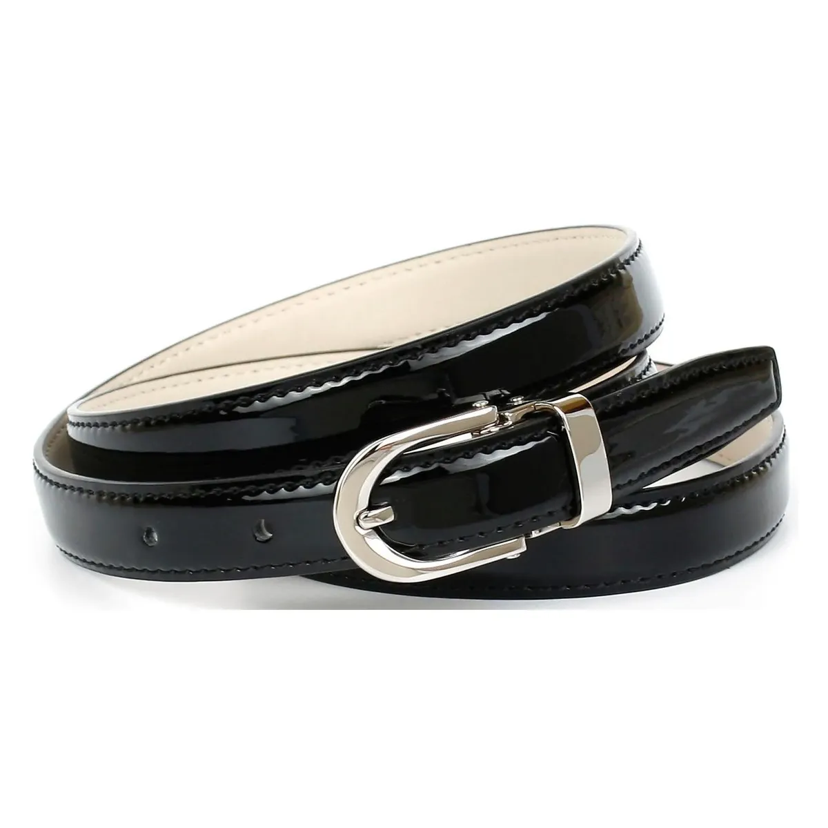 Кожаный ремень Anthoni Crown, узкий, лакированная кожа, застежка цвета розового золота, черный
Кожаный ремень Anthoni Crown, узкий, лакированная кожа, застежка цвета розового золота, черный