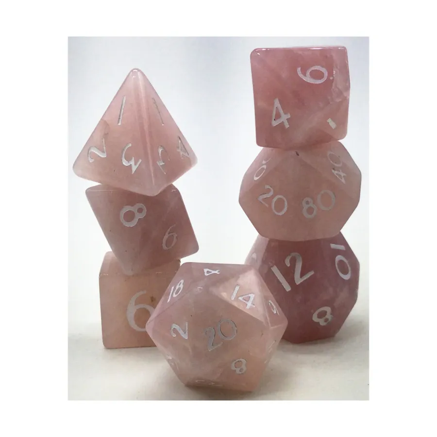 Набор Poly — розовый кварц с белым (7), Semi Precious Stone Dice (Level Up Dice)
Набор Poly — розовый кварц с белым (7), Semi Precious Stone Dice (Level Up Dice)