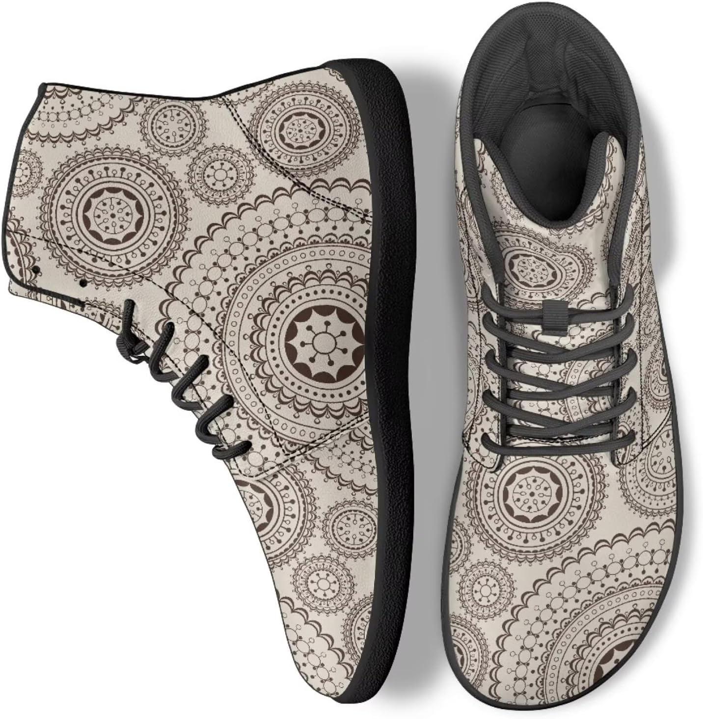 Кроссовки Boho Mandala с цветочным узором для женщин и мужчин, с высоким верхом из PU кожи, для работы и ходьбы Ecaestolph, коричневый
Кроссовки Boho Mandala с цветочным узором для женщин и мужчин, с высоким верхом из PU кожи, для работы и ходьбы Ecaestolph, коричневый