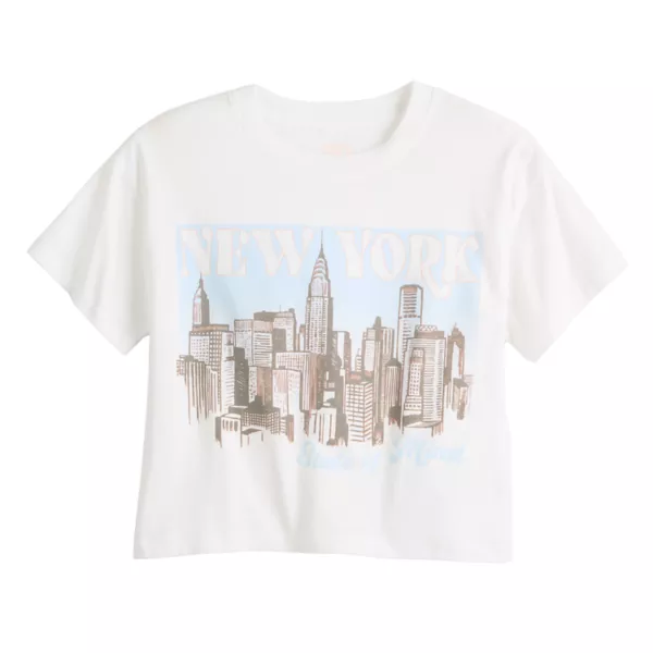 Футболка с принтом для девочек 7-16 лет с коротким рукавом и прямым кроем в обычном и плюс размерах So, цвет new york skyline 
Футболка с принтом для девочек 7-16 лет с коротким рукавом и прямым кроем в обычном и плюс размерах So, цвет new york skyline