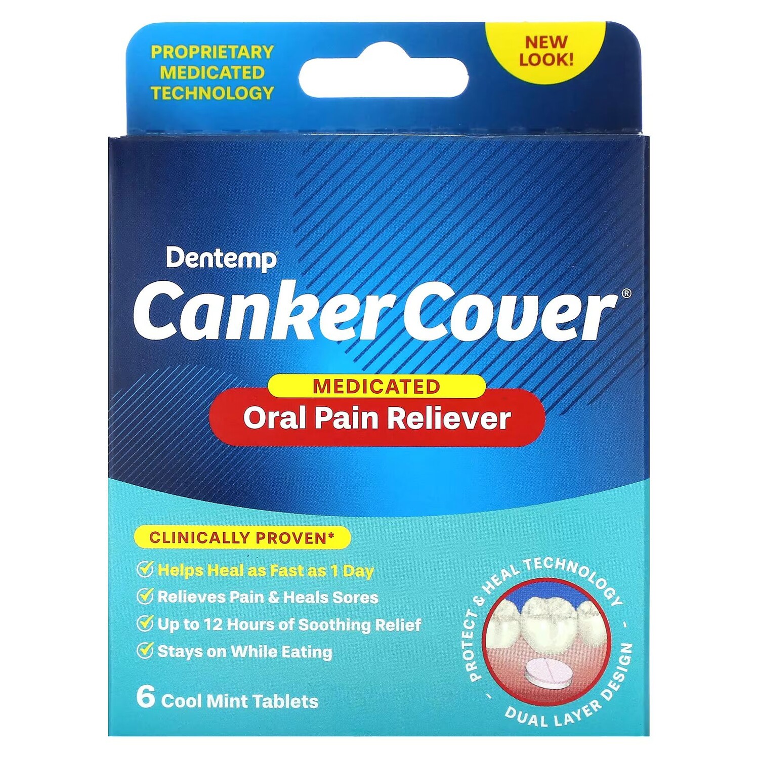 Canker Cover, Лекарственное обезболивающее в полости рта, 6 прохладных мятных таблеток Dentemp
Canker Cover, Лекарственное обезболивающее в полости рта, 6 прохладных мятных таблеток Dentemp
