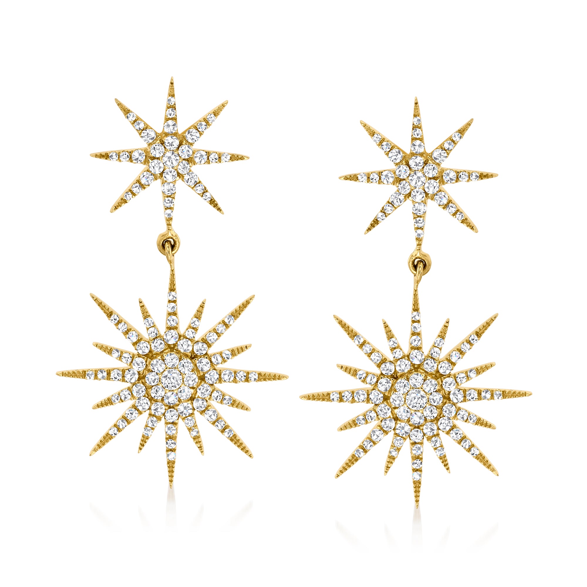 Серьги-подвески Ross-Simons Diamond Starburst из 14-каратного желтого золота Ross-Simons, белый
Серьги-подвески Ross-Simons Diamond Starburst из 14-каратного желтого золота Ross-Simons, белый