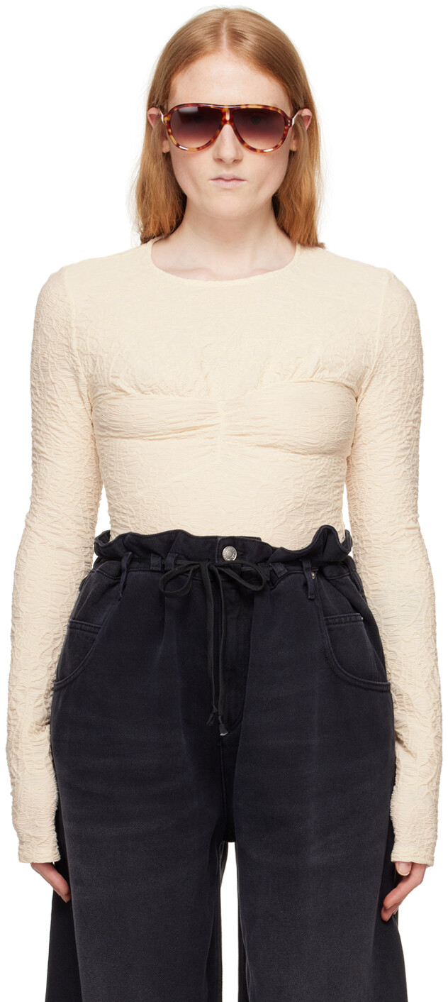 Кремового цвета футболка с длинным рукавом и цветочным принтом Isabel Marant
Кремового цвета футболка с длинным рукавом и цветочным принтом Isabel Marant