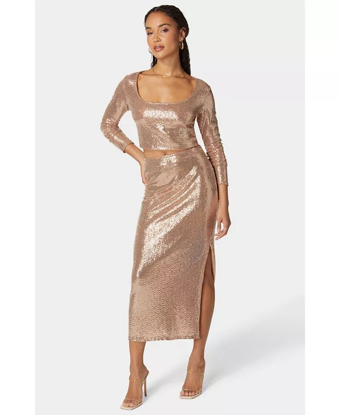 Женский комплект из двух предметов с длинными рукавами и блестками Bebe, золотой
Женский комплект из двух предметов с длинными рукавами и блестками Bebe, золотой