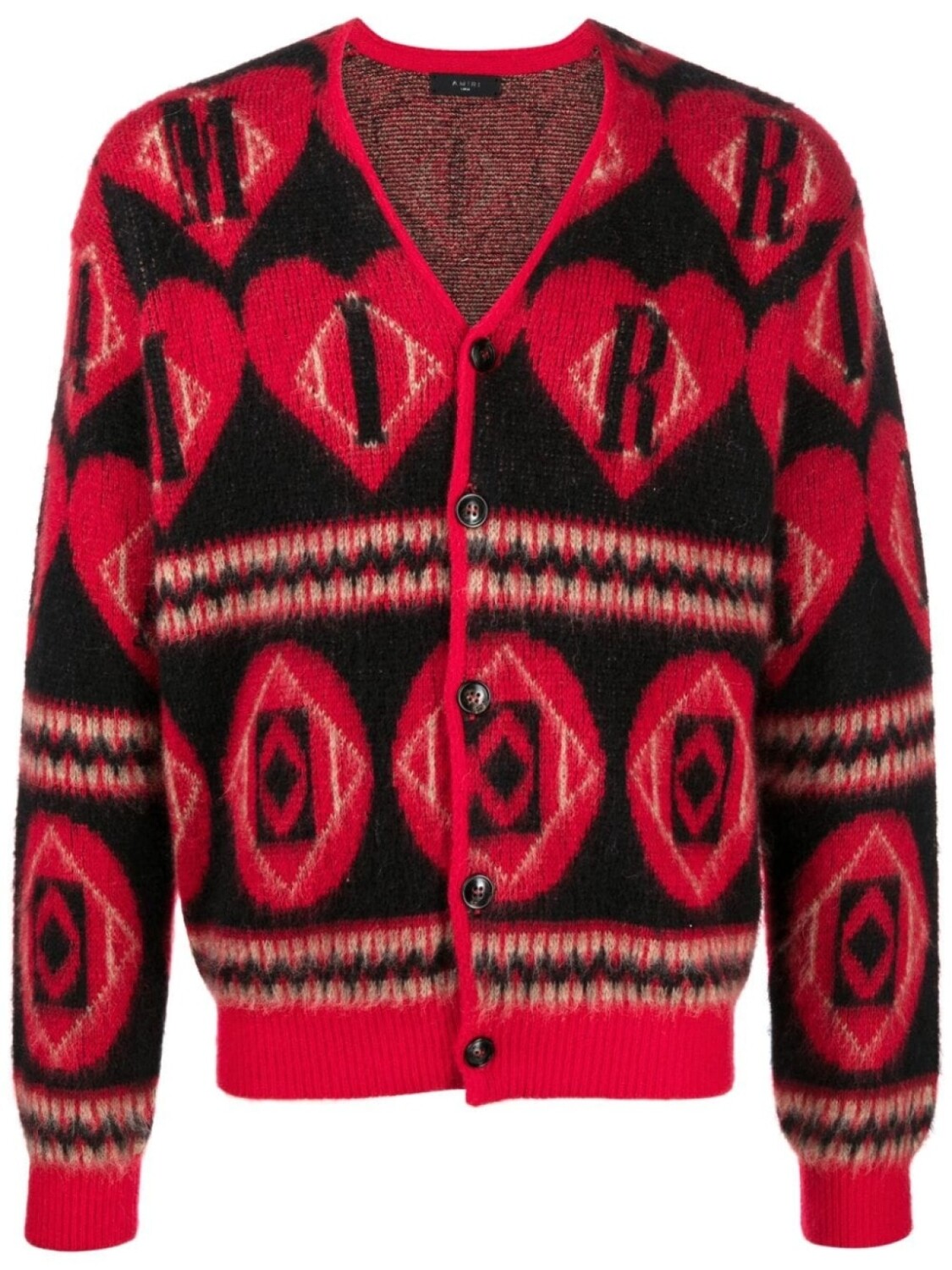 AMIRI кардиган вязки интарсия с логотипом, красный
AMIRI кардиган вязки интарсия с логотипом, красный