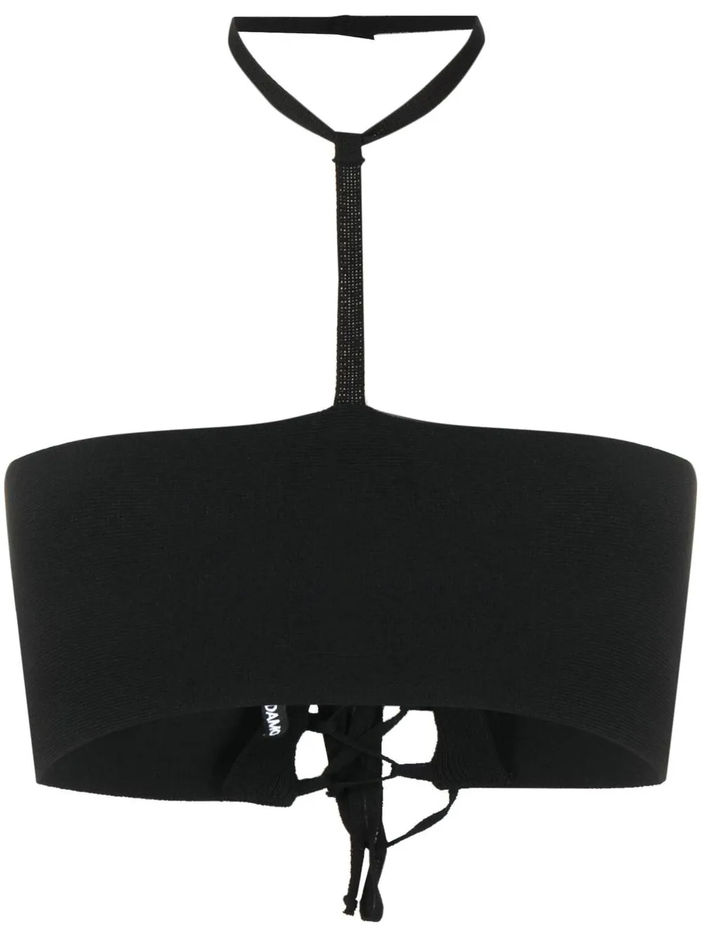 Укороченный топ с вырезом халтер и шнуровкой ANDREĀDAMO, черный 
Укороченный топ с вырезом халтер и шнуровкой ANDREĀDAMO, черный