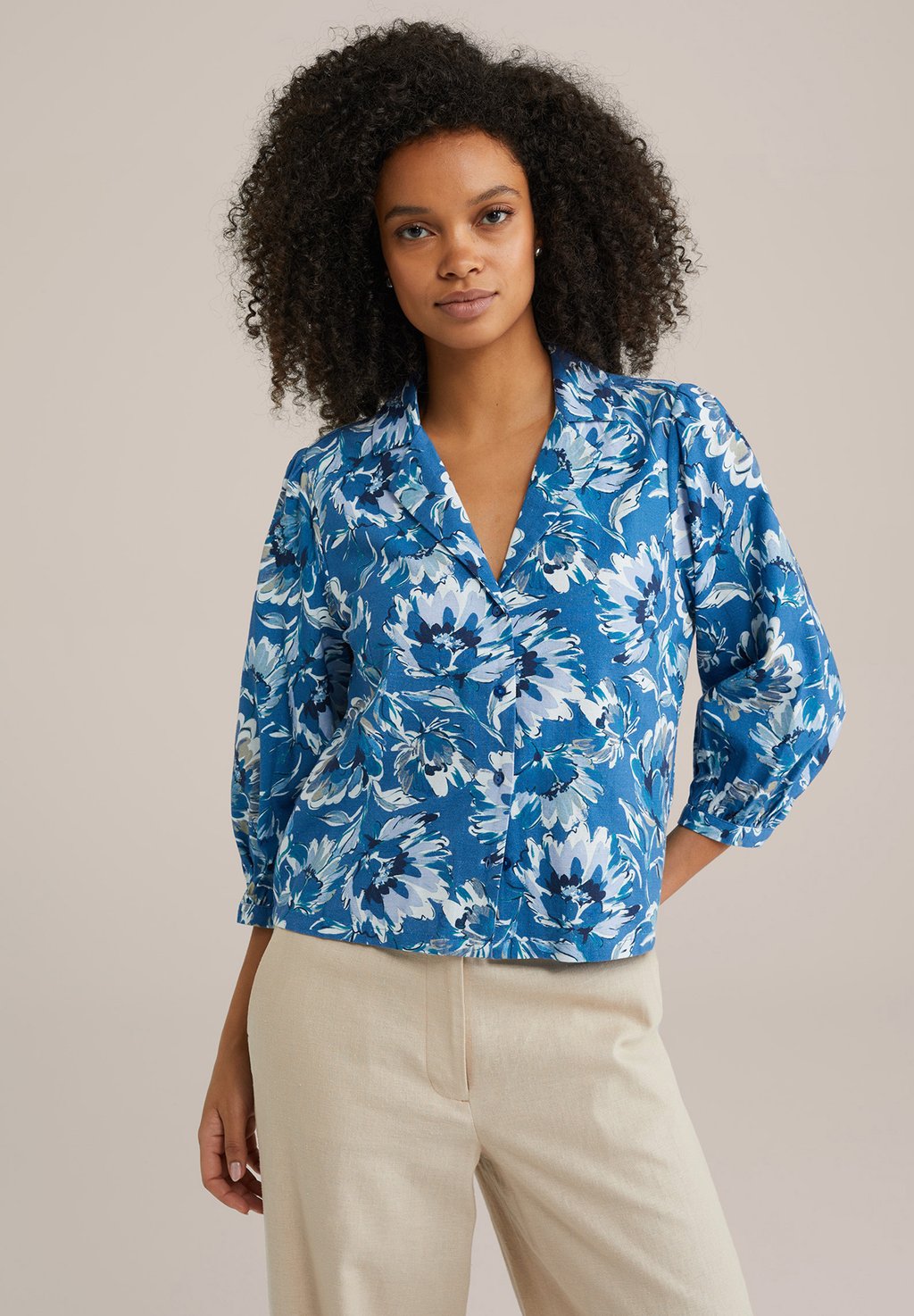 Блузка на пуговицах WE Fashion, синий 
Блузка на пуговицах WE Fashion, синий