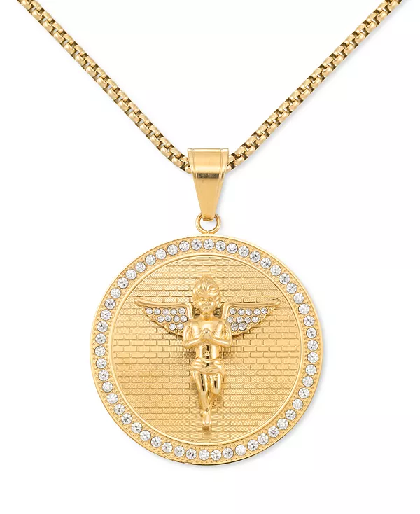 Ожерелье с подвеской в виде хрустального диска ангела, 24 дюйма, из нержавеющей стали с ионным покрытием золотистого оттенка Legacy For Men By Simone I. Smith, gold-tone
Ожерелье с подвеской в виде хрустального диска ангела, 24 дюйма, из нержавеющей стали с ионным покрытием золотистого оттенка Legacy For Men By Simone I. Smith, gold-tone