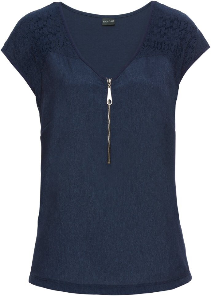 Рубашка с кружевной вставкой Bodyflirt, синий
Рубашка с кружевной вставкой Bodyflirt, синий