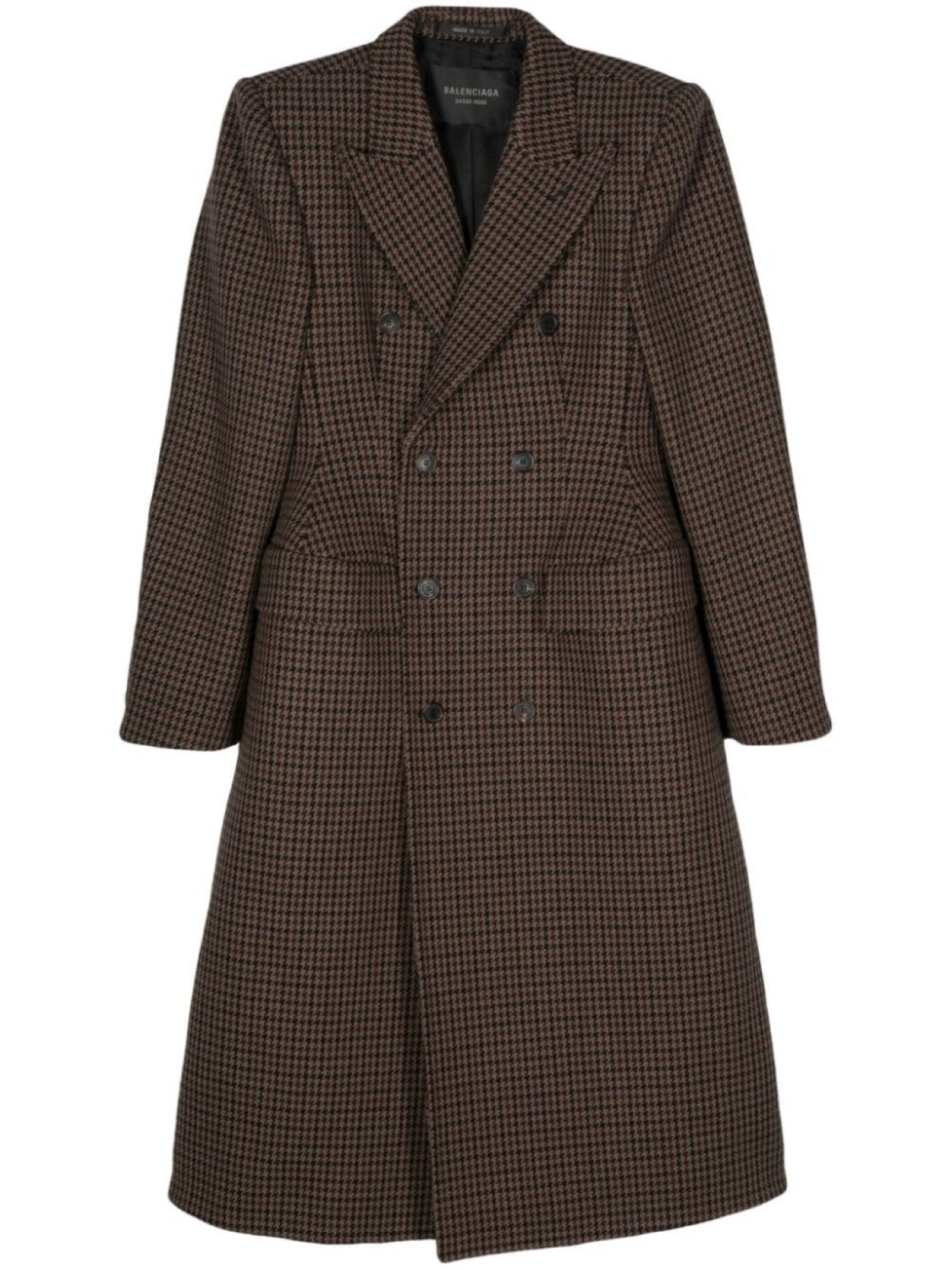 Двубортное шерстяное пальто в ломаную клетку Balenciaga, коричневый
Двубортное шерстяное пальто в ломаную клетку Balenciaga, коричневый