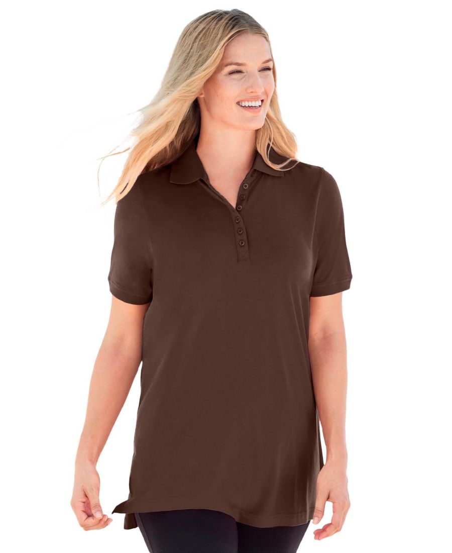 Женская поло-рубашка больших размеров с коротким рукавом Woman Within, Chocolate
Женская поло-рубашка больших размеров с коротким рукавом Woman Within, Chocolate