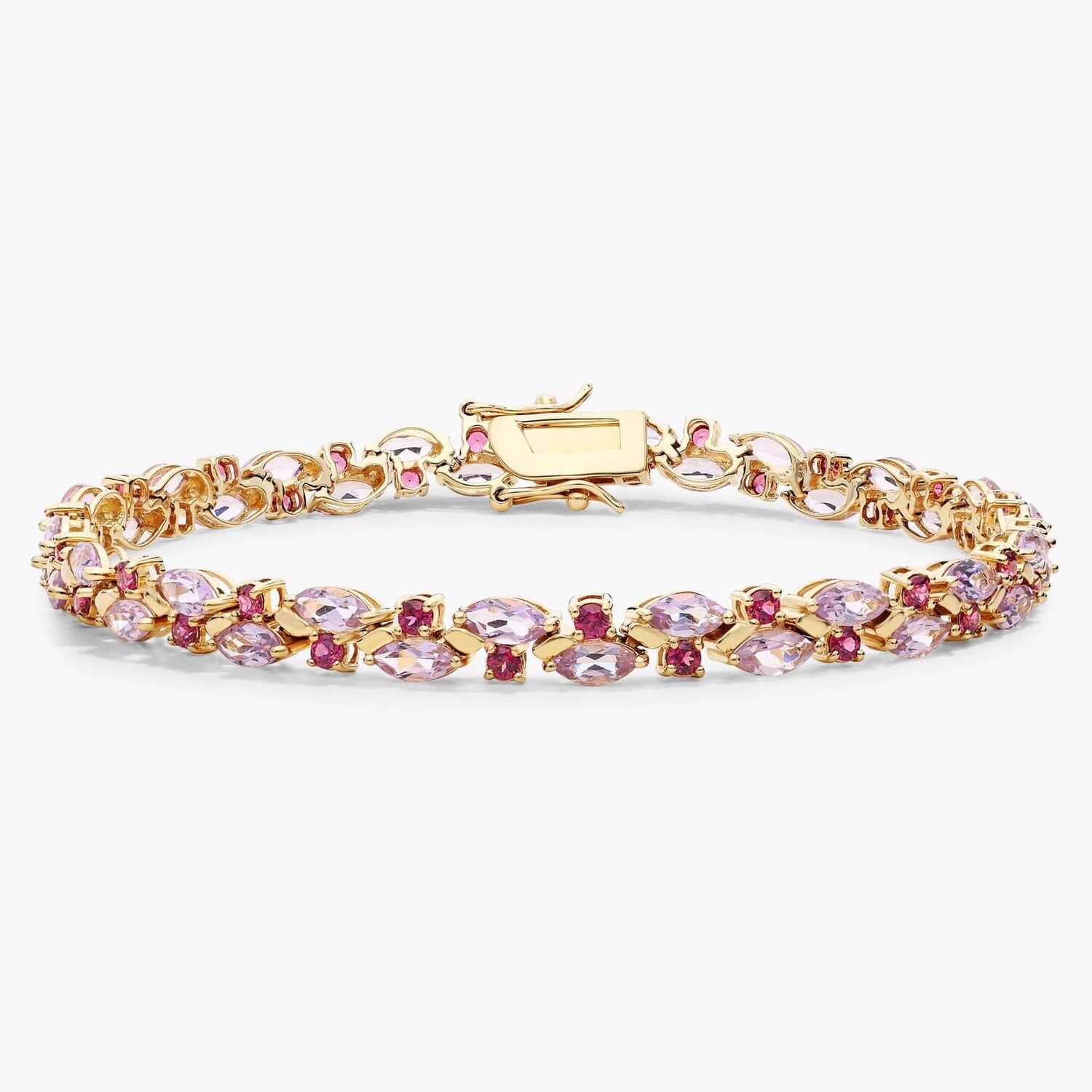 Браслет из родолита и розового аметиста, маркизы и круглой огранки из желтого золота 14 карат Blue Nile
Браслет из родолита и розового аметиста, маркизы и круглой огранки из желтого золота 14 карат Blue Nile