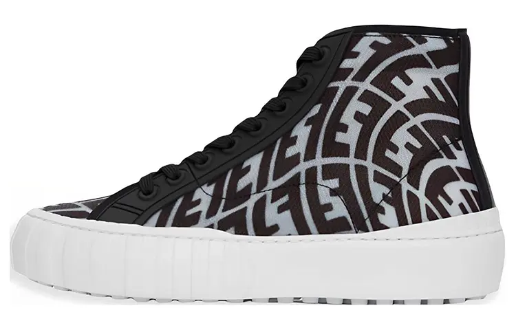 Мужские кеды Fendi высокие, черный/фиолетовый 
Мужские кеды Fendi высокие, черный/фиолетовый