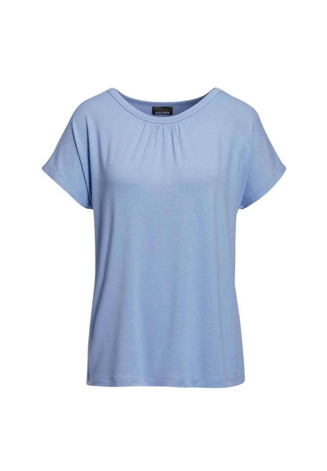 Удобная рубашка с круглым вырезом из блестящего качественного материала. Goldner, синий
Удобная рубашка с круглым вырезом из блестящего качественного материала. Goldner, синий