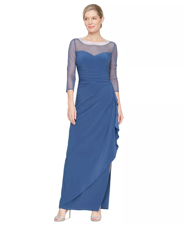 Миниатюрное платье с 3/4 рукавом и рюшами в стиле "иллюзия" Alex Evenings, синий
Миниатюрное платье с 3/4 рукавом и рюшами в стиле "иллюзия" Alex Evenings, синий