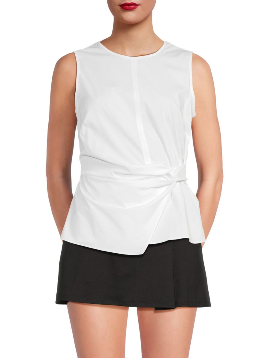 Хлопковый топ без рукавов с узлом сбоку DKNY, белый
Хлопковый топ без рукавов с узлом сбоку DKNY, белый