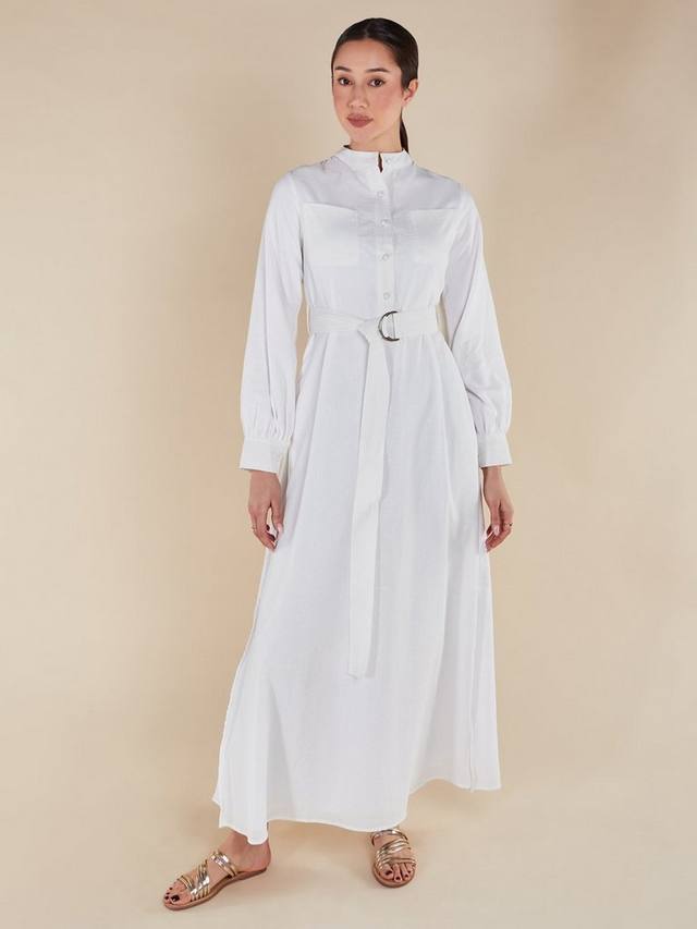 Макси-платье с мандариновым вырезом и поясом Aab, белый
Макси-платье с мандариновым вырезом и поясом Aab, белый