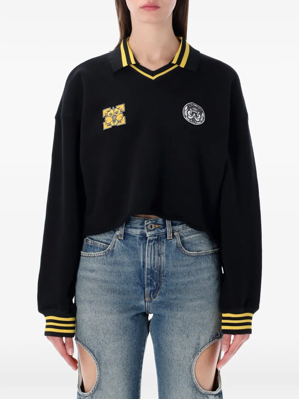 Укороченное поло с V-образным вырезом Off-White, черный
Укороченное поло с V-образным вырезом Off-White, черный