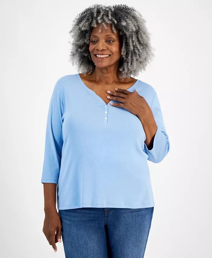 Хлопковый топ размера плюс с рукавом 3/4 Style & Co, синий
Хлопковый топ размера плюс с рукавом 3/4 Style & Co, синий