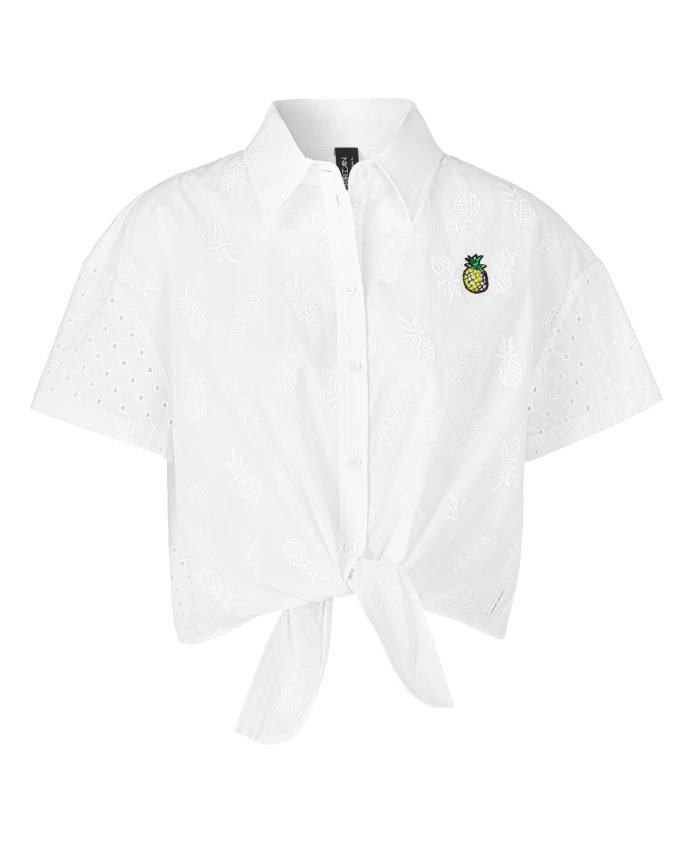 Блузка с вышивкой в тон ткани Marc Cain, белый
Блузка с вышивкой в тон ткани Marc Cain, белый