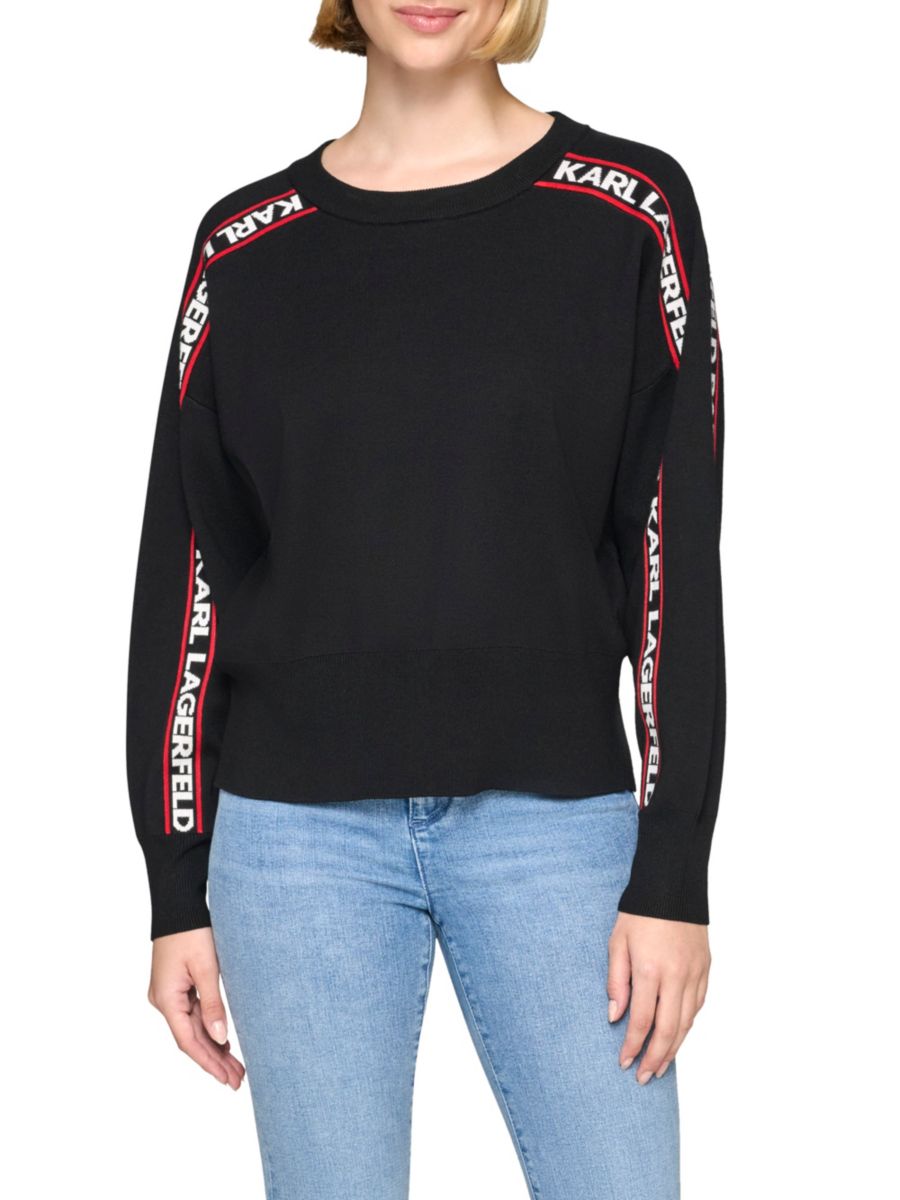 Толстовка с логотипом и рукавами реглан Karl Lagerfeld Paris, черный 
Толстовка с логотипом и рукавами реглан Karl Lagerfeld Paris, черный