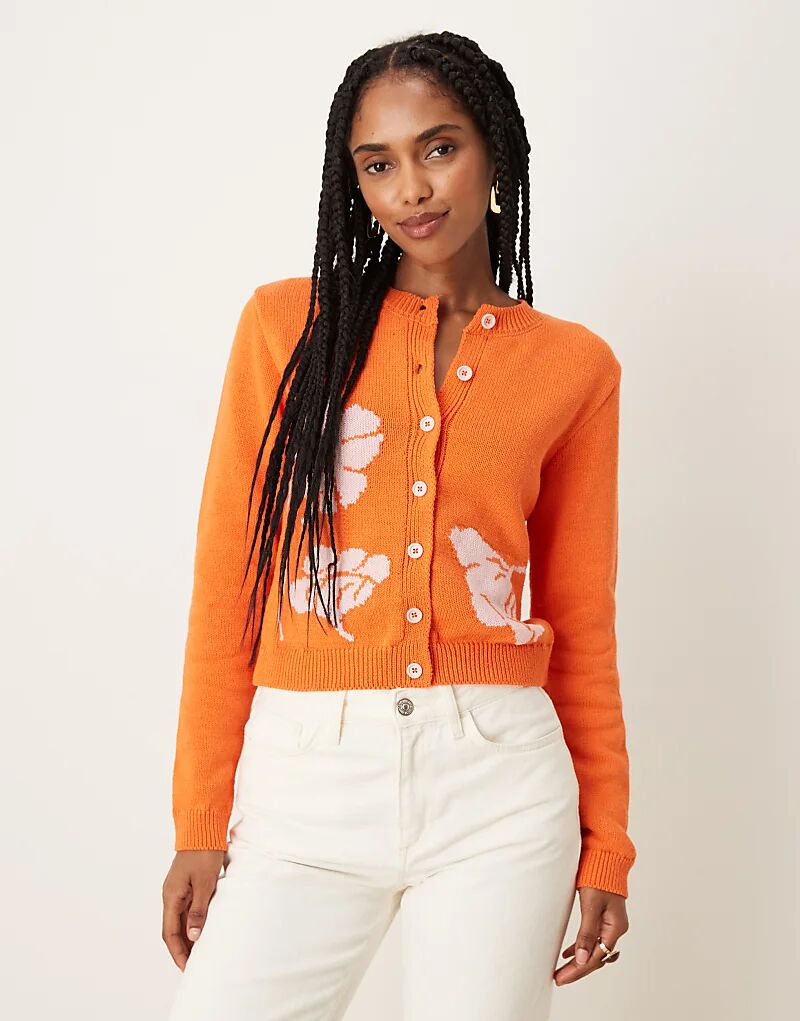 Вязаный жаккардовый кардиган ASOS DESIGN с цветочным принтом оранжевого цвета
Вязаный жаккардовый кардиган ASOS DESIGN с цветочным принтом оранжевого цвета