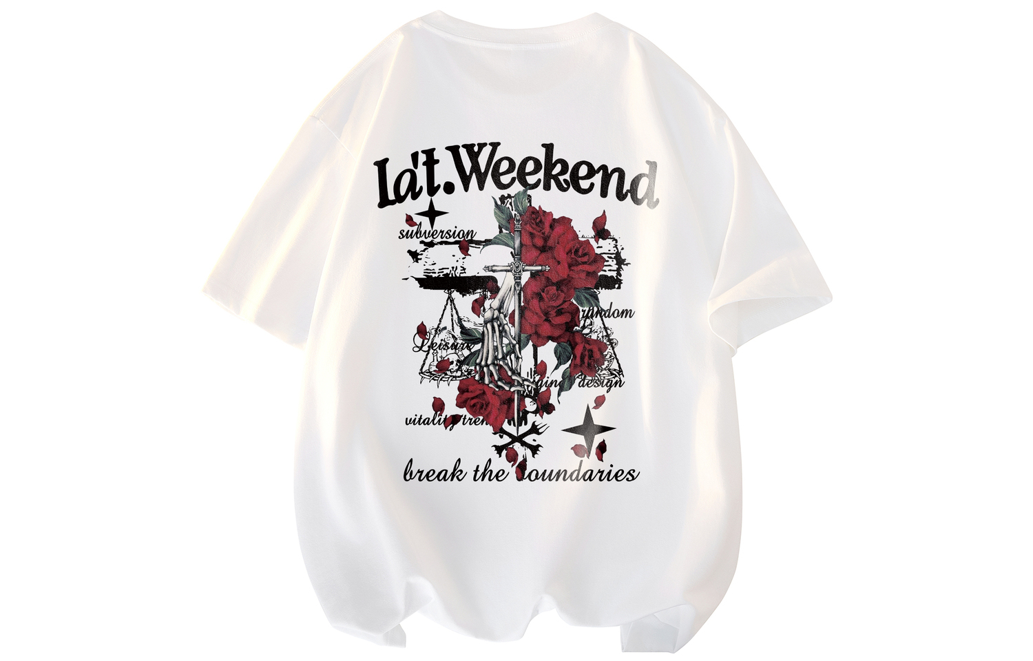 Футболка унисекс LA'T.WEEKEND, бело-серая
Футболка унисекс LA'T.WEEKEND, бело-серая