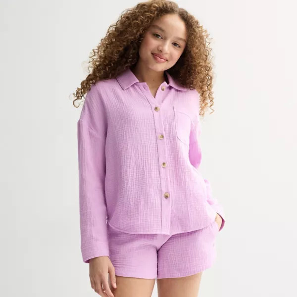 Топ с длинными рукавами на пуговицах спереди для девочек 7-16 лет Limited Too, фиолетовый
Топ с длинными рукавами на пуговицах спереди для девочек 7-16 лет Limited Too, фиолетовый