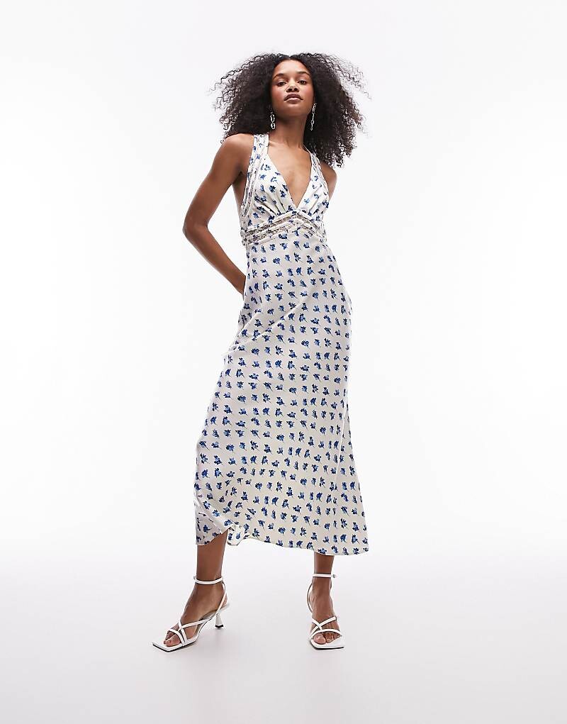 Topshop – Синее атласное платье-комбинация с кружевными вставками и цветочным принтом
Topshop – Синее атласное платье-комбинация с кружевными вставками и цветочным принтом