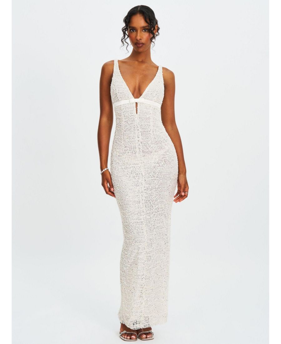 Женское белое облегающее платье Adelaide с бисером и пайетками из сетчатой ткани Miss Circle, White
Женское белое облегающее платье Adelaide с бисером и пайетками из сетчатой ткани Miss Circle, White