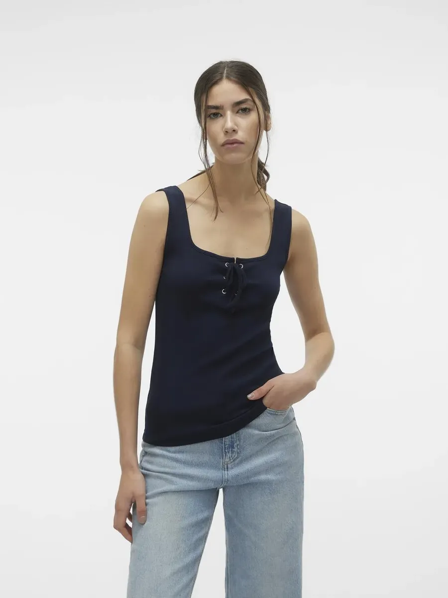 Майка Vero Moda "VMCAISA SL SHORT TOP JRS GA", синий 
Майка Vero Moda "VMCAISA SL SHORT TOP JRS GA", синий