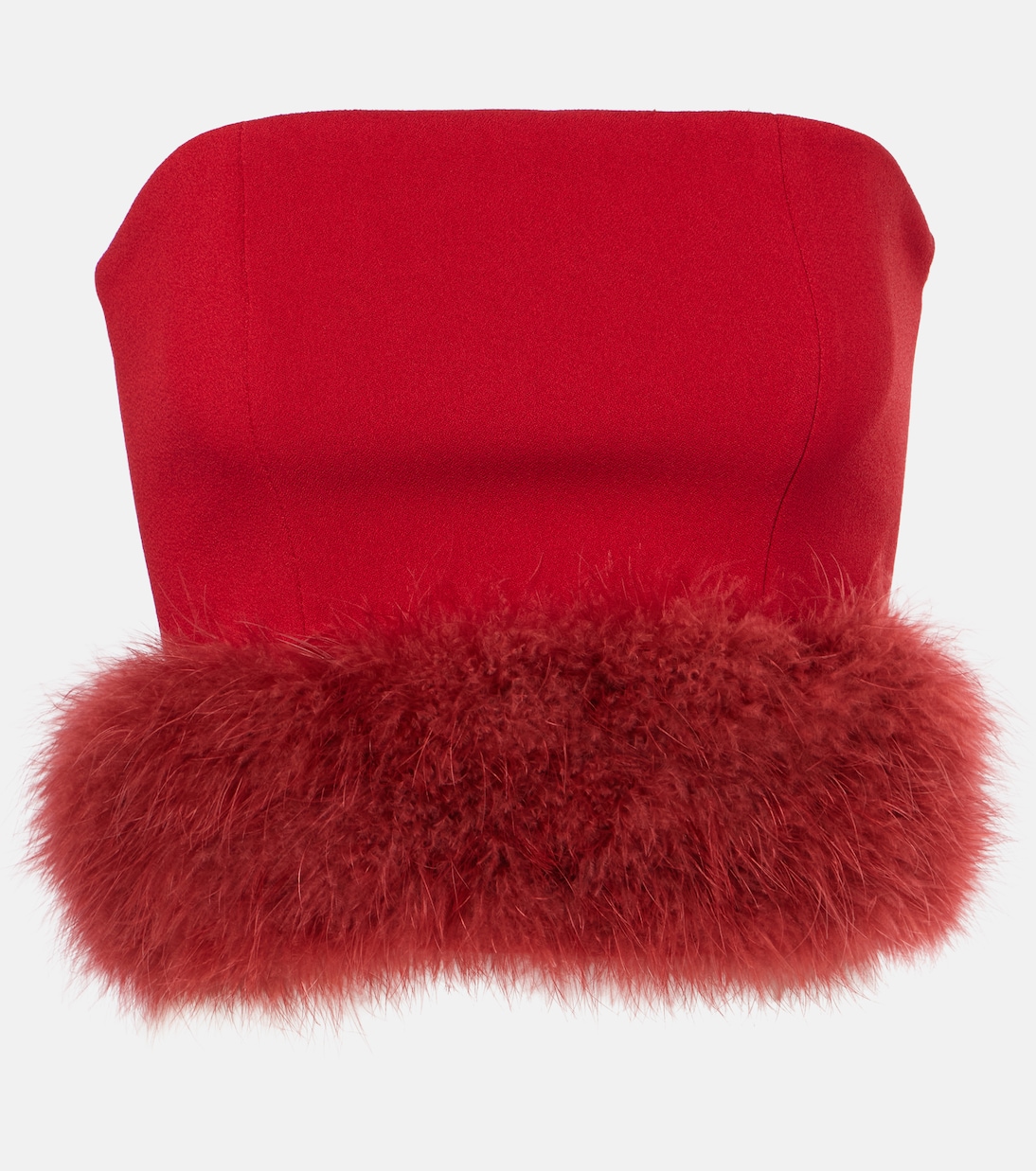 Укороченный креповый топ с отделкой из перьев Blumarine, красный
Укороченный креповый топ с отделкой из перьев Blumarine, красный