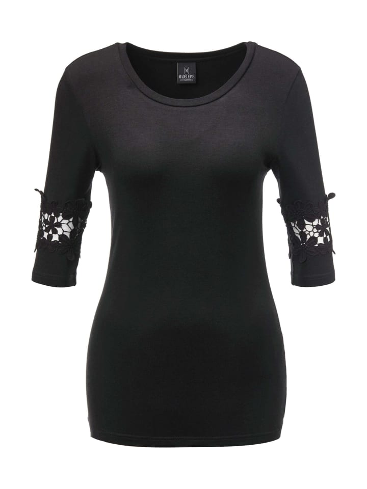 MADELEINE Черная футболка с короткими рукавами и кружевной отделкой, Черный, MADELEINE Черная футболка с короткими рукавами и кружевной отделкой
MADELEINE Черная футболка с короткими рукавами и кружевной отделкой, Черный, MADELEINE Черная футболка с короткими рукавами и кружевной отделкой