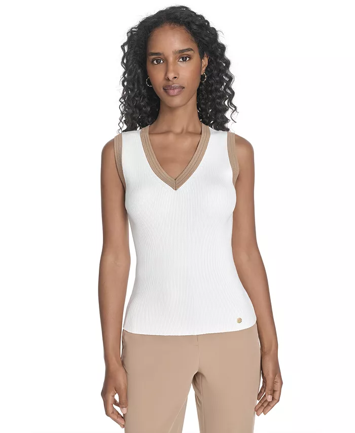 Женский свитер без рукавов с отделкой Tommy Hilfiger, белый 
Женский свитер без рукавов с отделкой Tommy Hilfiger, белый