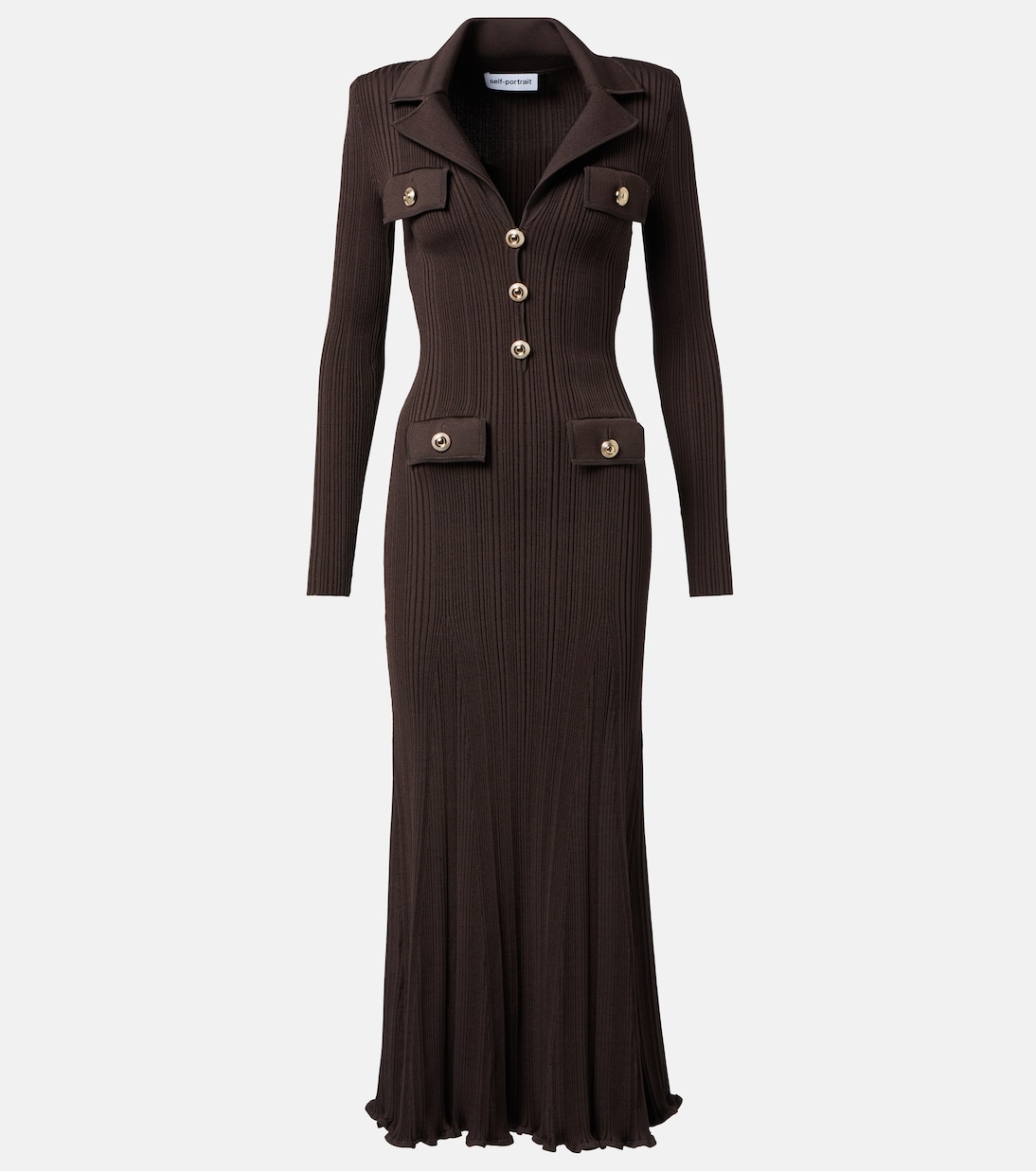 Платье миди из ребристой ткани Self-Portrait, коричневый
Платье миди из ребристой ткани Self-Portrait, коричневый